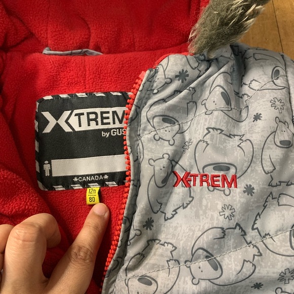 unisex extrem infant/ baby snow suit in gray and red - Picture 3 of 15